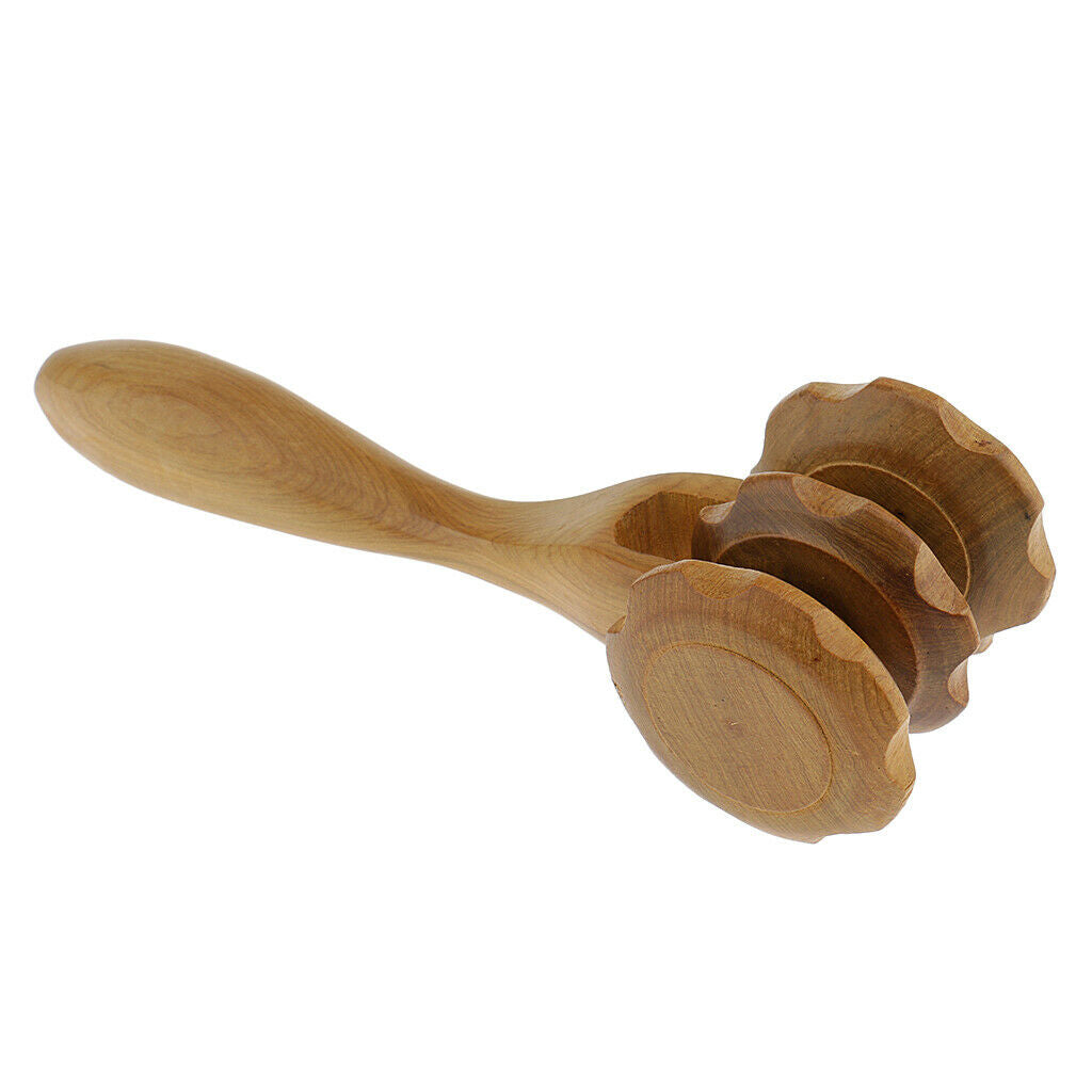 Handmade Wooden Massager With Easy Grip Handle, Acupressure Massager Roller,