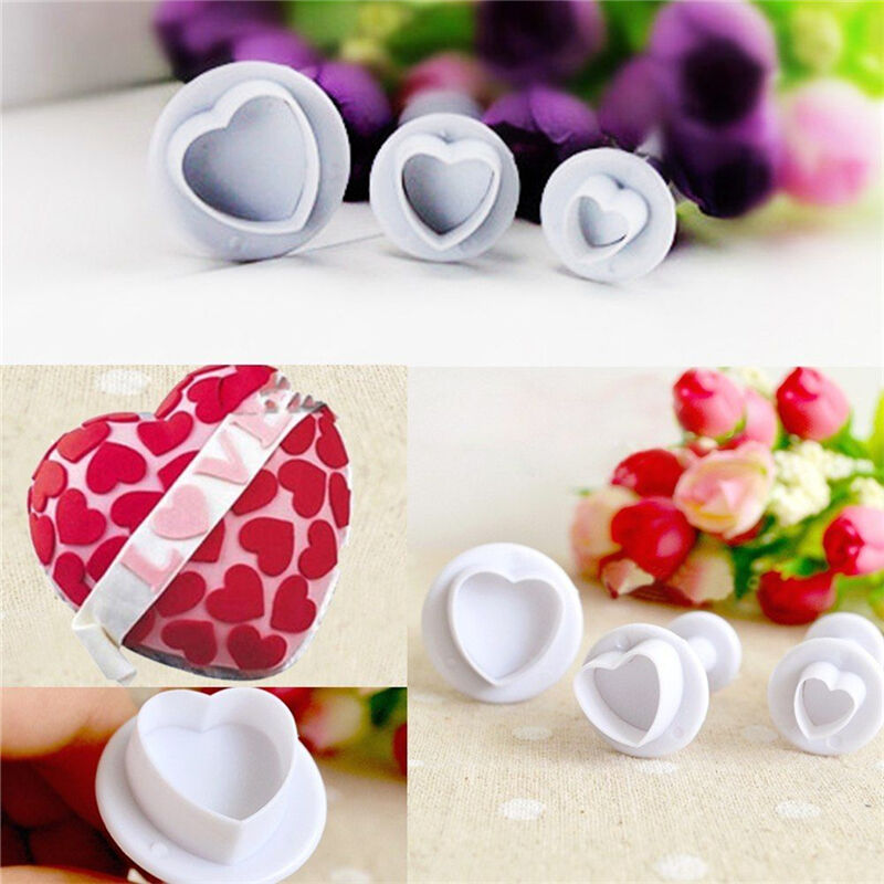 3 Pcs/set DIY Baking Mold Heart Shape Cake Chocolate Sugar Decoration Mo .l8