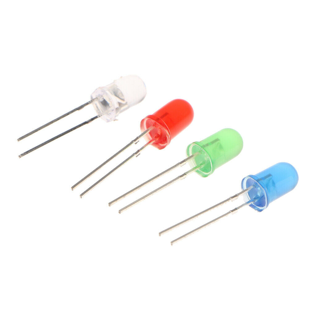 100pcs 5mm Red White Blue Green Diode LEDs Light Emitting Bulb Lamp Luminous