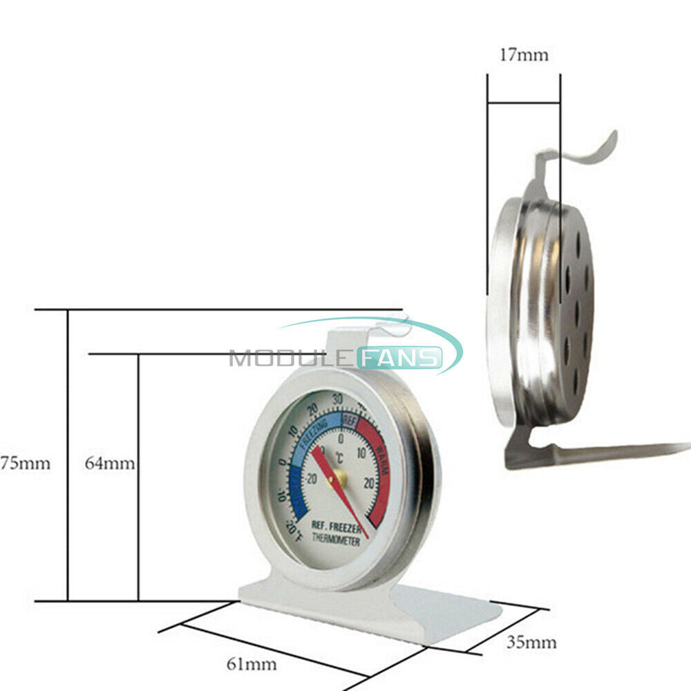 Temperature Refrigerator Freezer Dial Type Thermometer Stainless Steel Useful