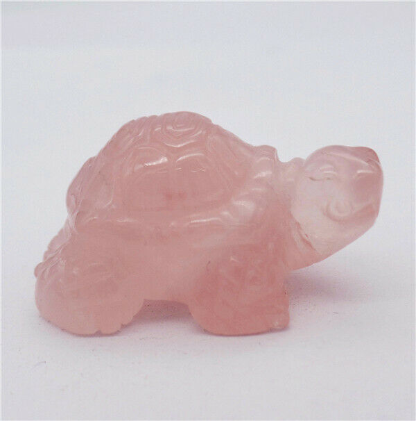 39x26x18mm Natural Rose Quartz Carved Tortoise Decoration Statue Decor HH7912