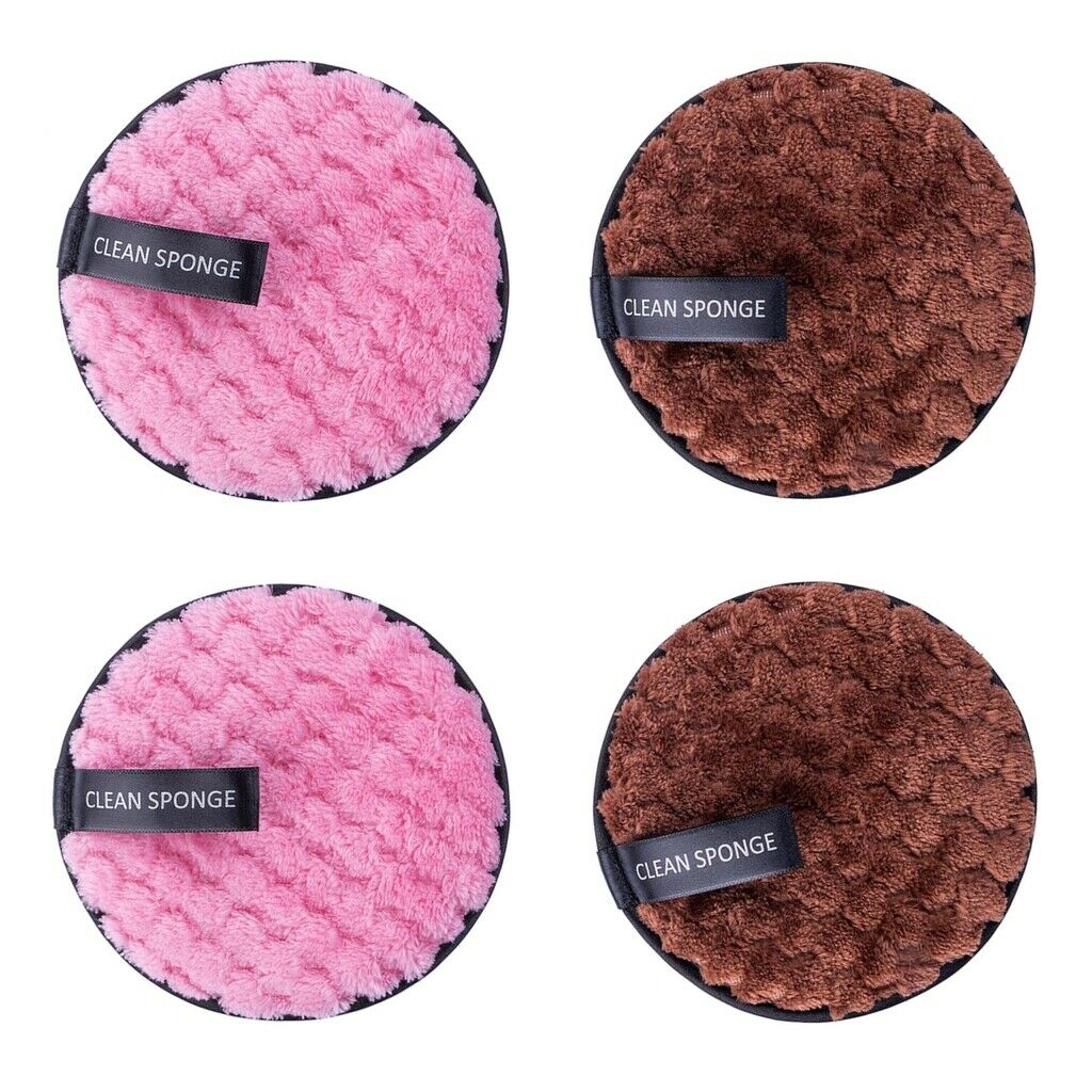 4Pcs Microfiber Cloth Cotton Pads Makeup Remover Puff Towel Cleaning Wipe