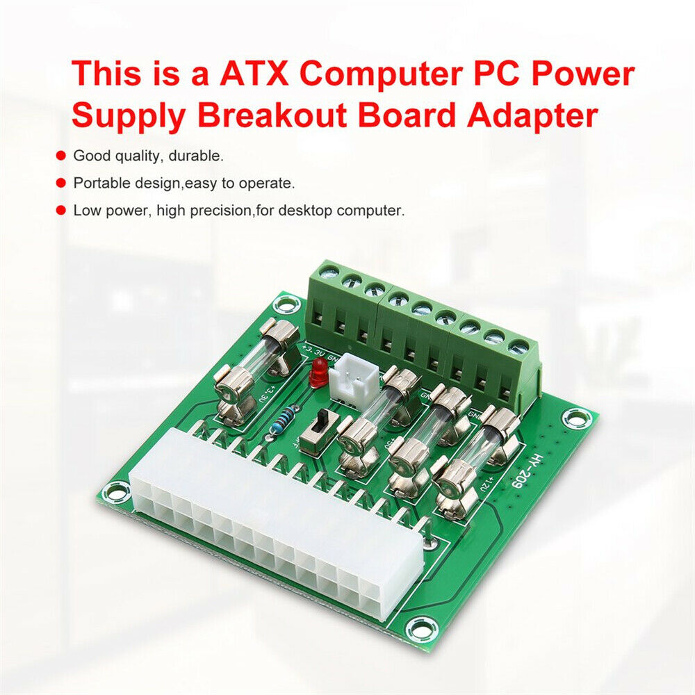 24 Pin 20 Pin ATX Computer PC Power Breakout Board Adapter Extension Module