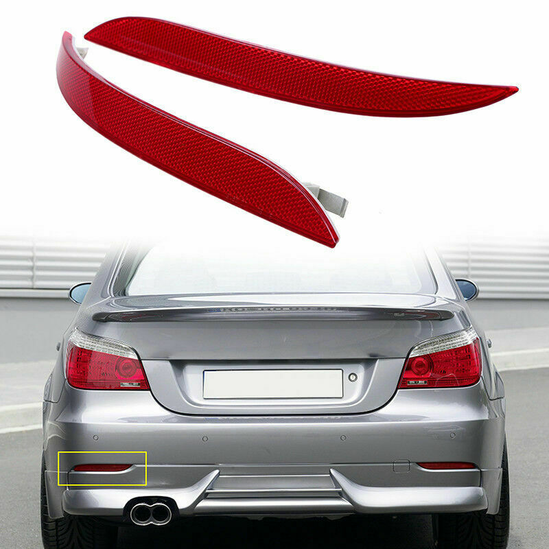For BMW 5 Series E60 Sedan 2007-2009  Pair Rear Bumper Reflector Change Lens Red
