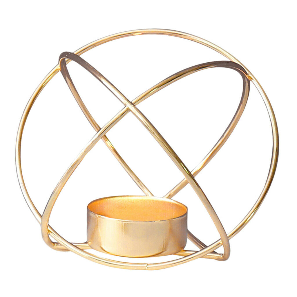 Nordic Style Golden Metal Wire Geometric Candle Holder for Home Decoration