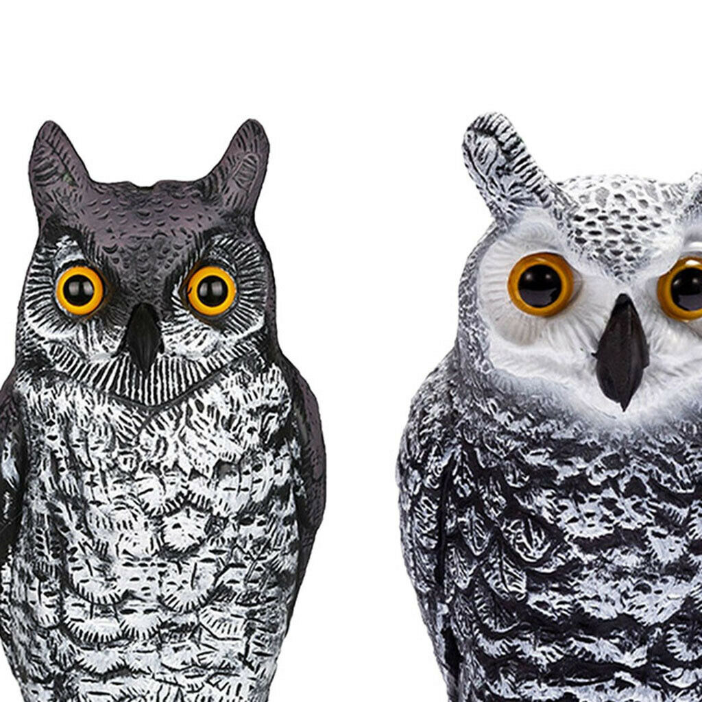 2Pcs Horned Owl Scarecrow Decoy Squirrels Bird Deterrents Garden Protector