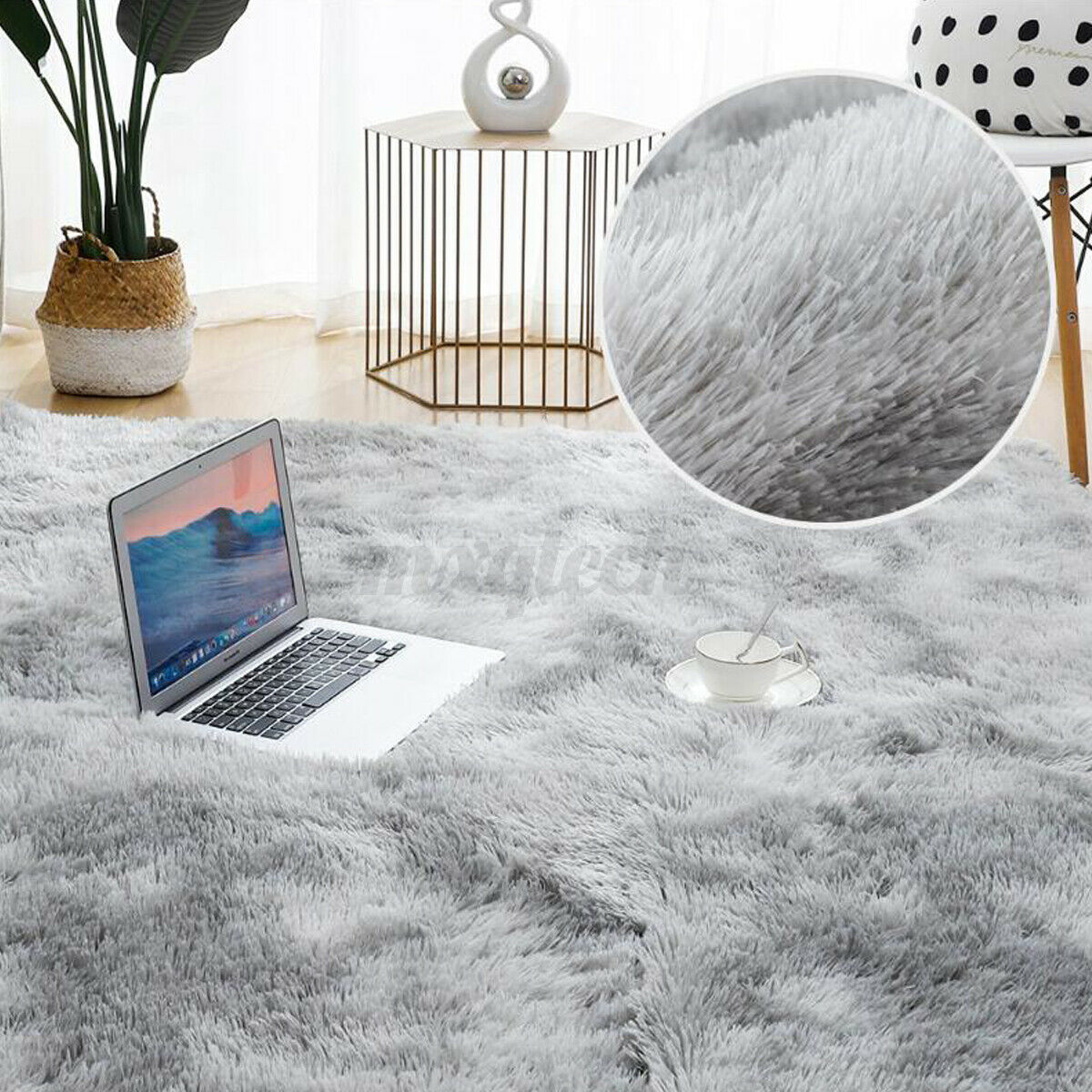 90x60CM Fluffy Rug Anti Slip SHAGGY RUG Soft Mat Floor Living Room Bedroom