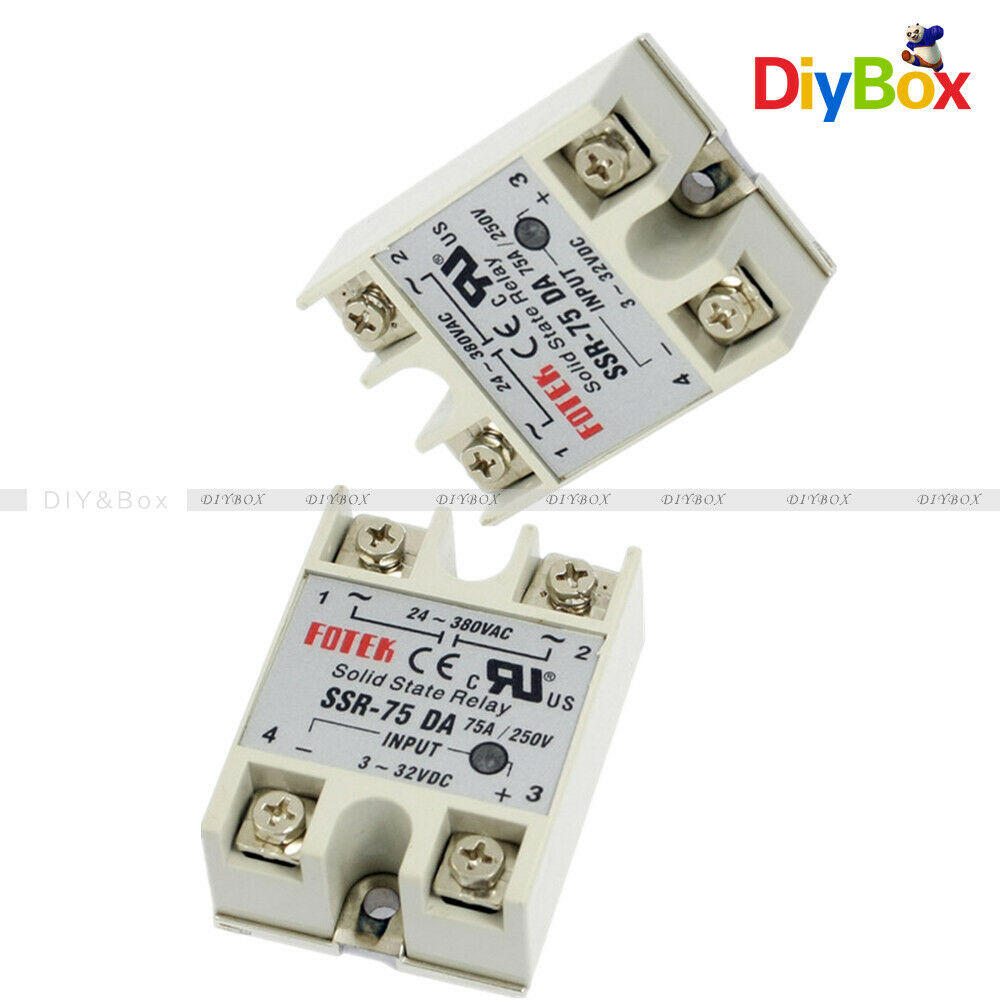 SSR-75DA Solid State Relay 75A 24V-380V 250V Module 3-32V DC To AC