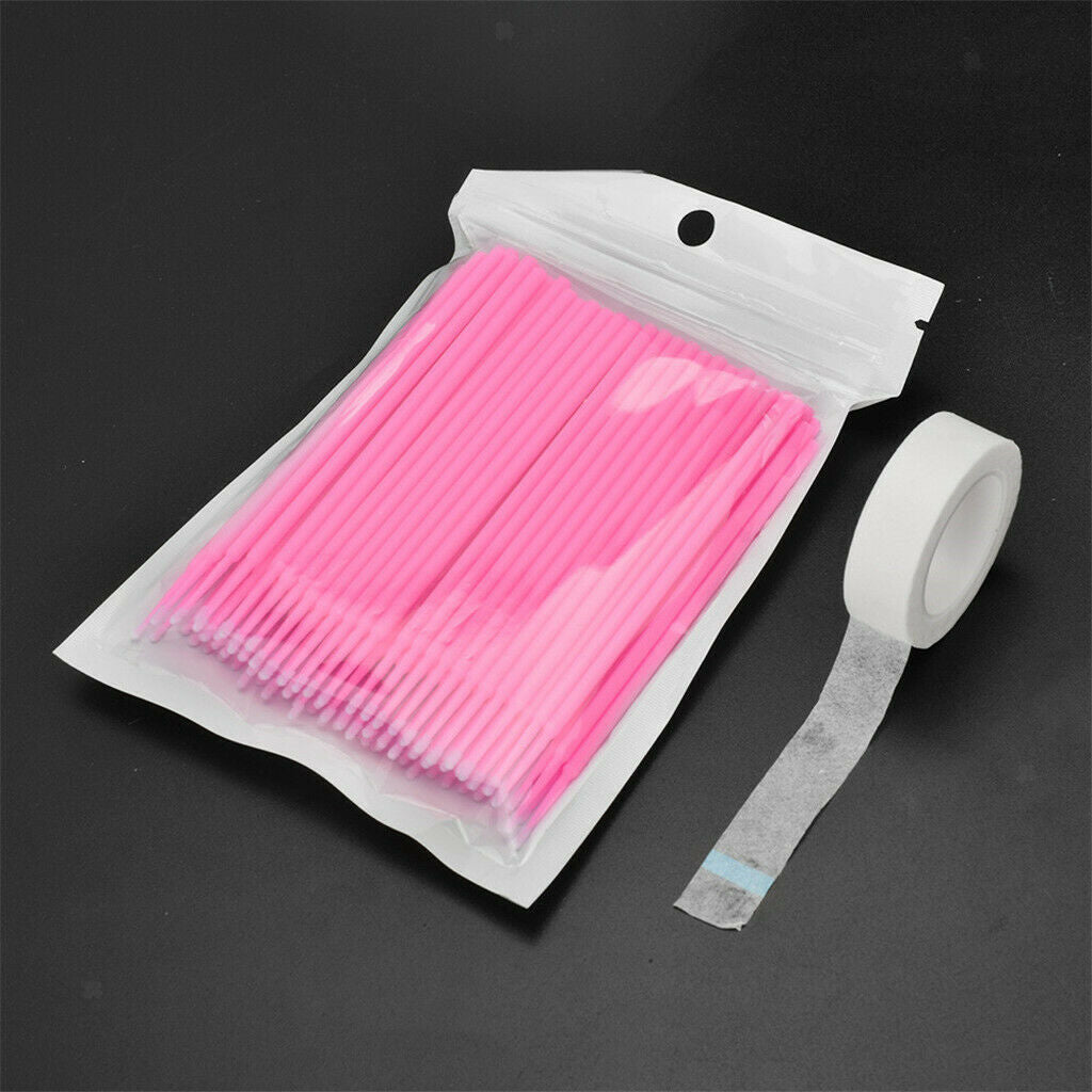 100Pcs Disposable Eyelash Extension   Swabs & Under Eye Pads Pink