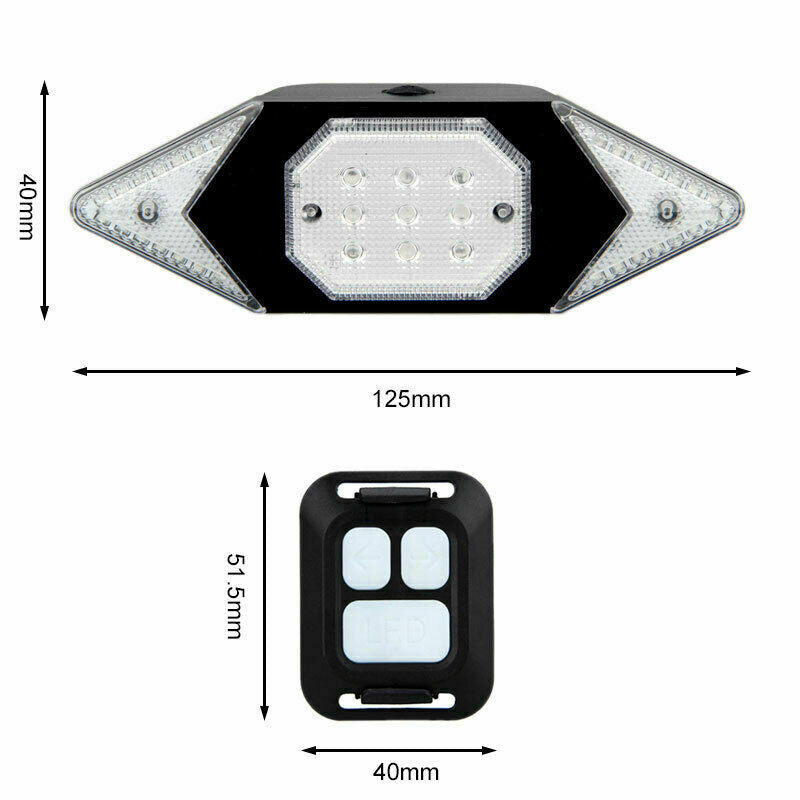 Bicycle Tail Light USB Smart Wireless Remote Control Turn Signal Warning Lamp