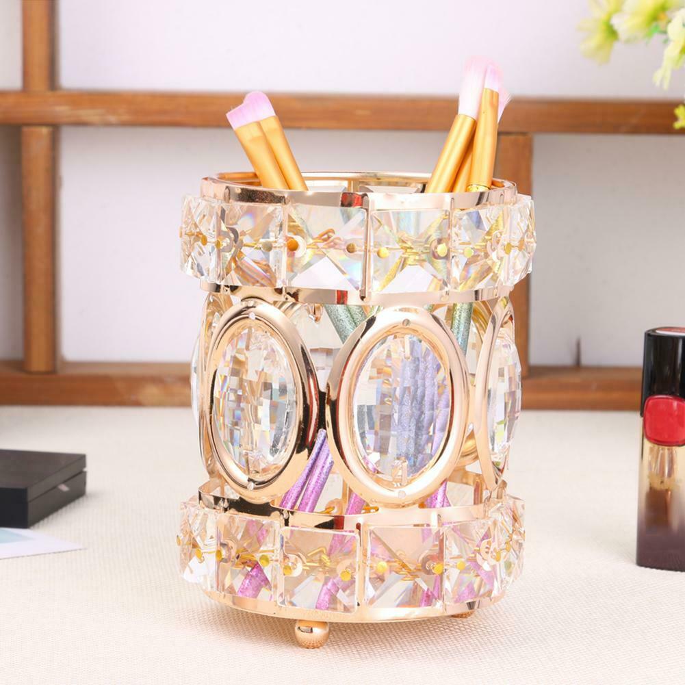Crystal Makeup Brush Eyebrow Pencil Storage Box Jewelry Cosmetic Organizer @