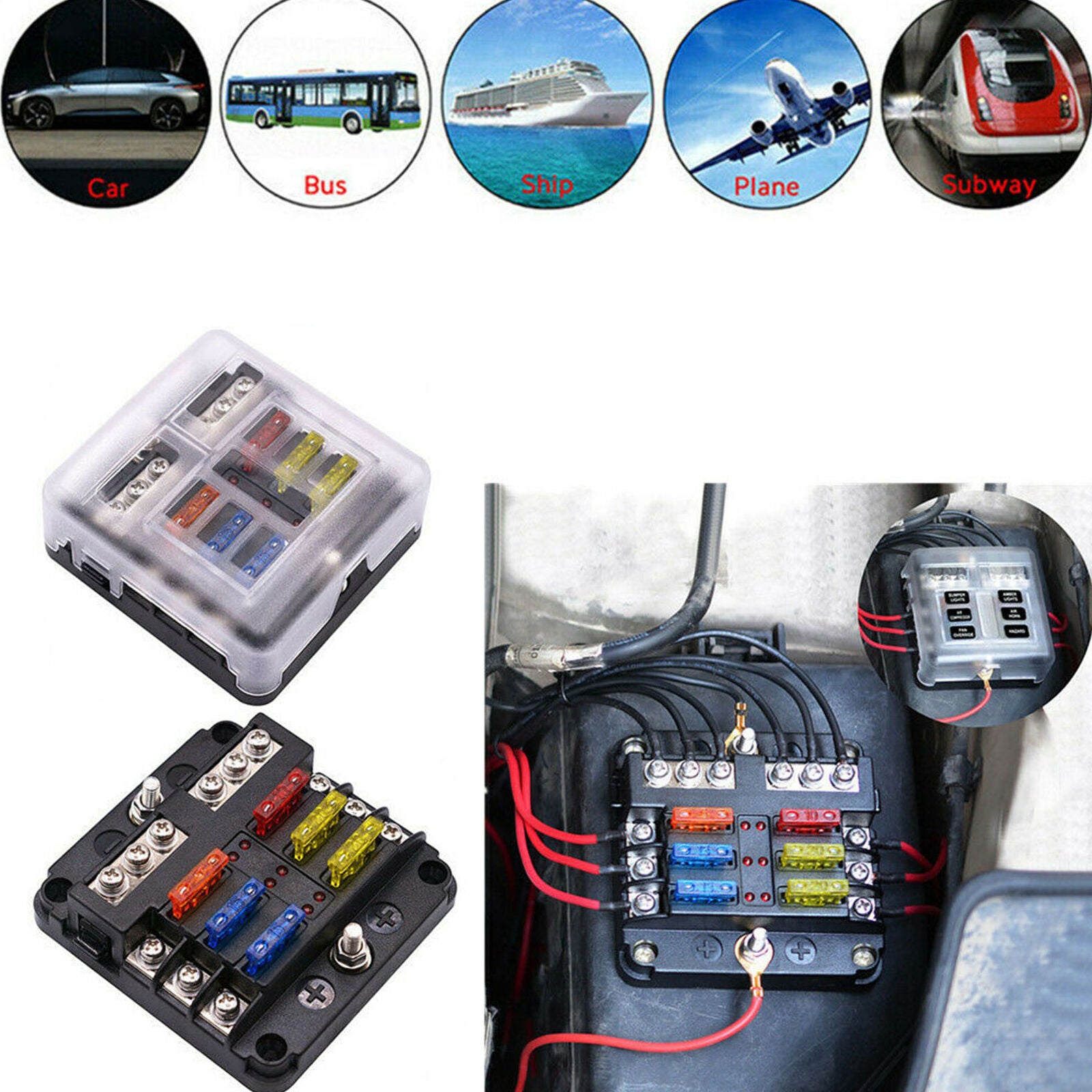 12V 24V 6 Way Car Fuse Box Car ATC Fuse Box Fuse Holder
