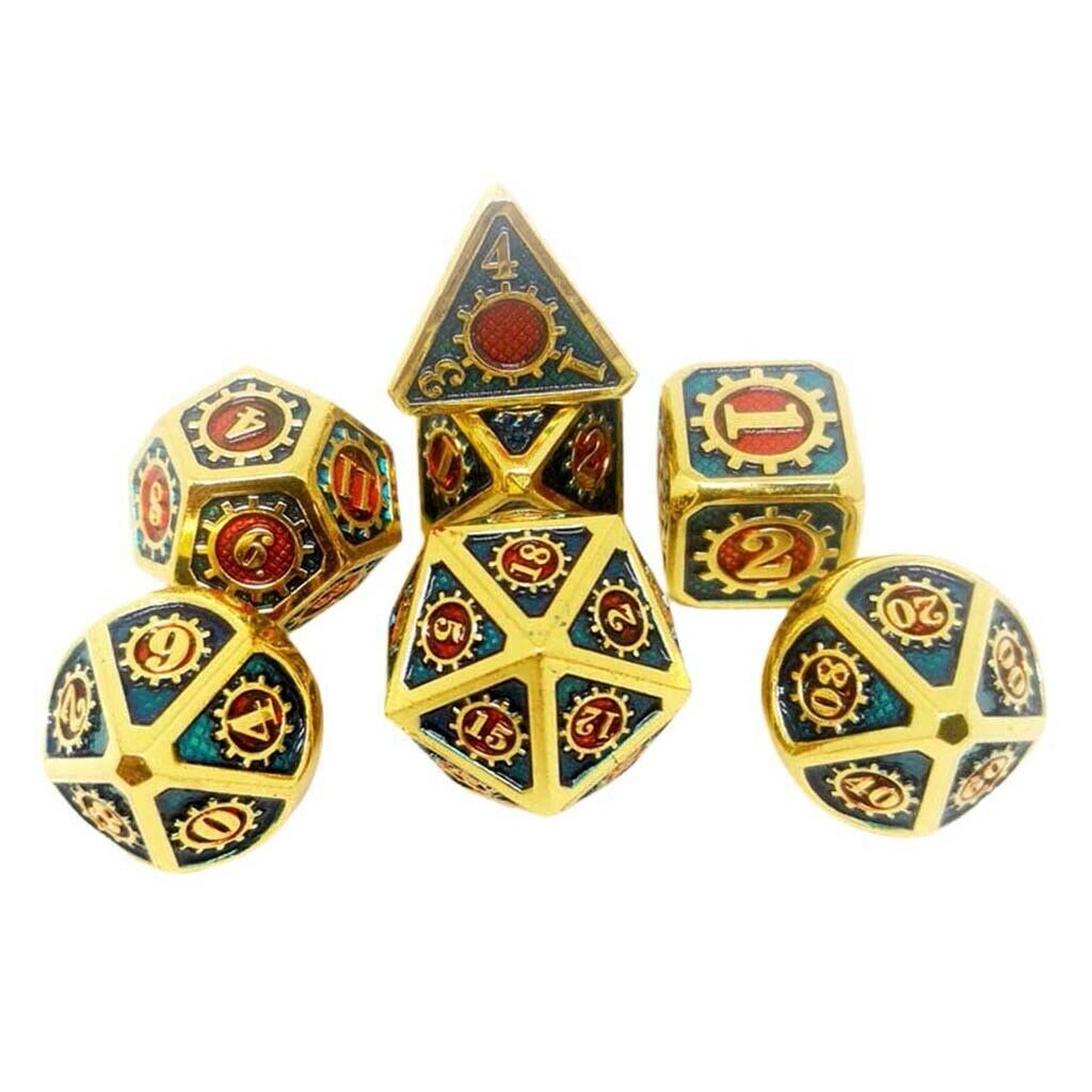 7x Polyhedral Multi-sided Zinc Alloy for DnD D&D Pathfinder Board Games 20