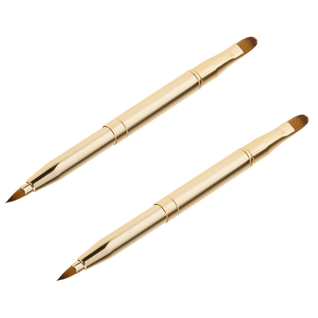 2x Retractable Lip Brush Double-headed Cosmetic Eyeshadow Makeup Applicators