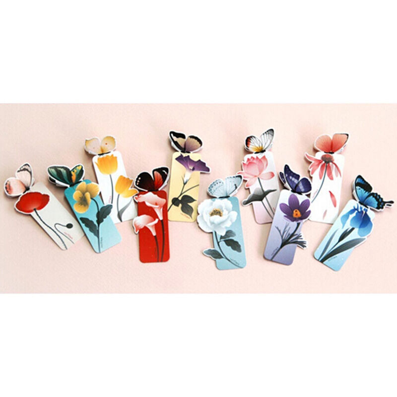 10x Creative Butterfly Bookmark  Cartoon Book Mark Paper Clip Office Scho.l8