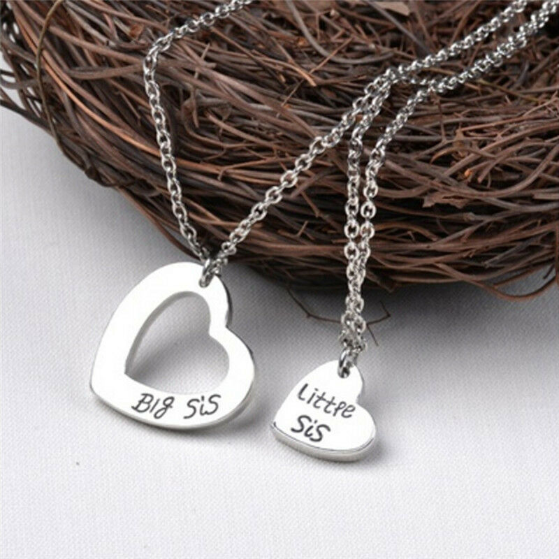 2Pcs Sister Necklace Matching "Little Sister Big Sister" Pendant NecklMUSGM TH