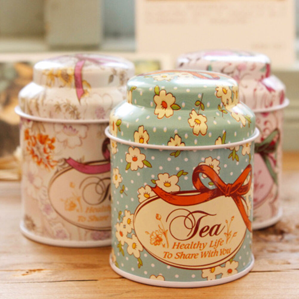 Flower Design Metal Sugar Coffee Tea Tin Jar Container Candy Sealed Cans .l8