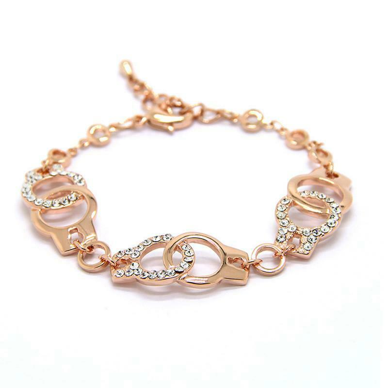 Fashion Women Punk Marble Adjustable Bracelet Bangle Chain Crystal Wristband