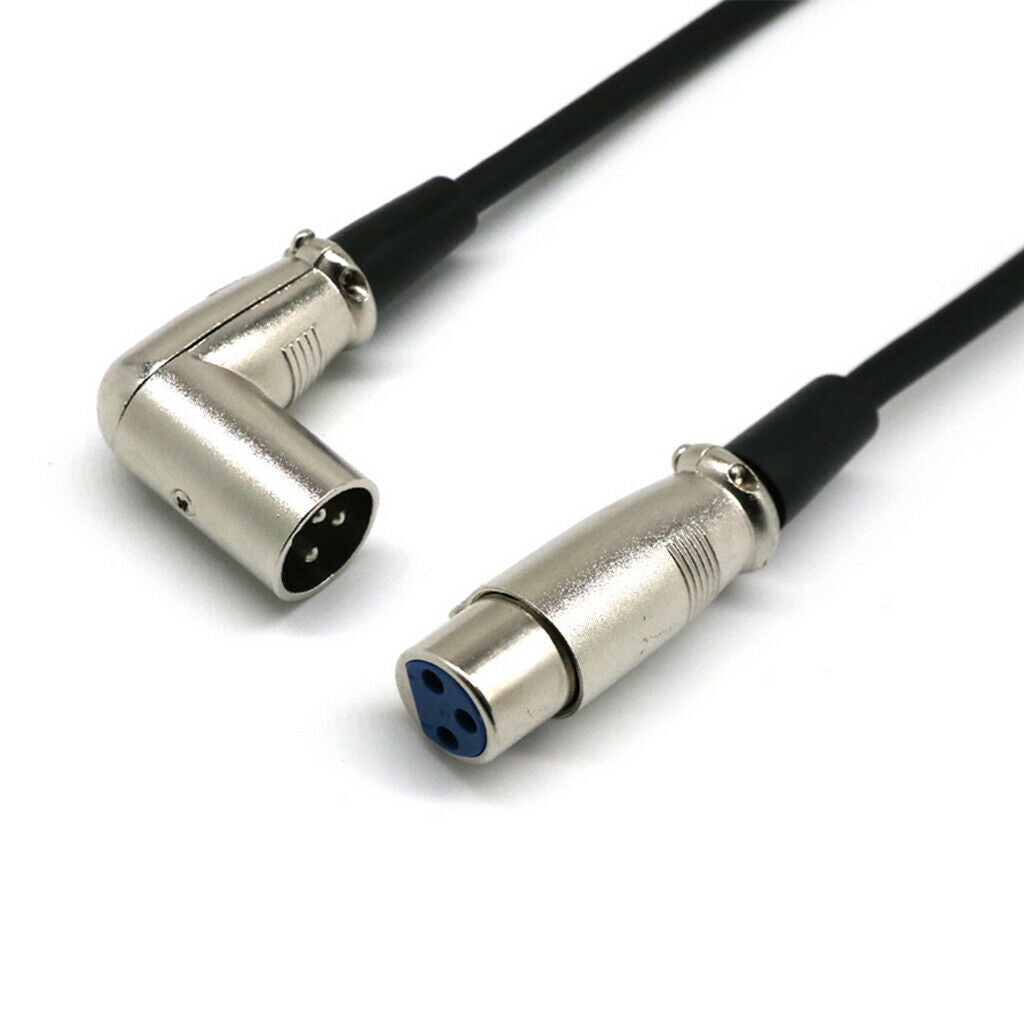 2X 1ft XLR Female to Right-Angle Male Microphone Audio Extension Cable