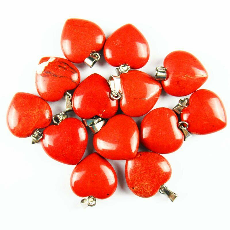 10pcs 27g Natural Red Jasper Heart Pendant Bead 16x16x7mm A-223SK