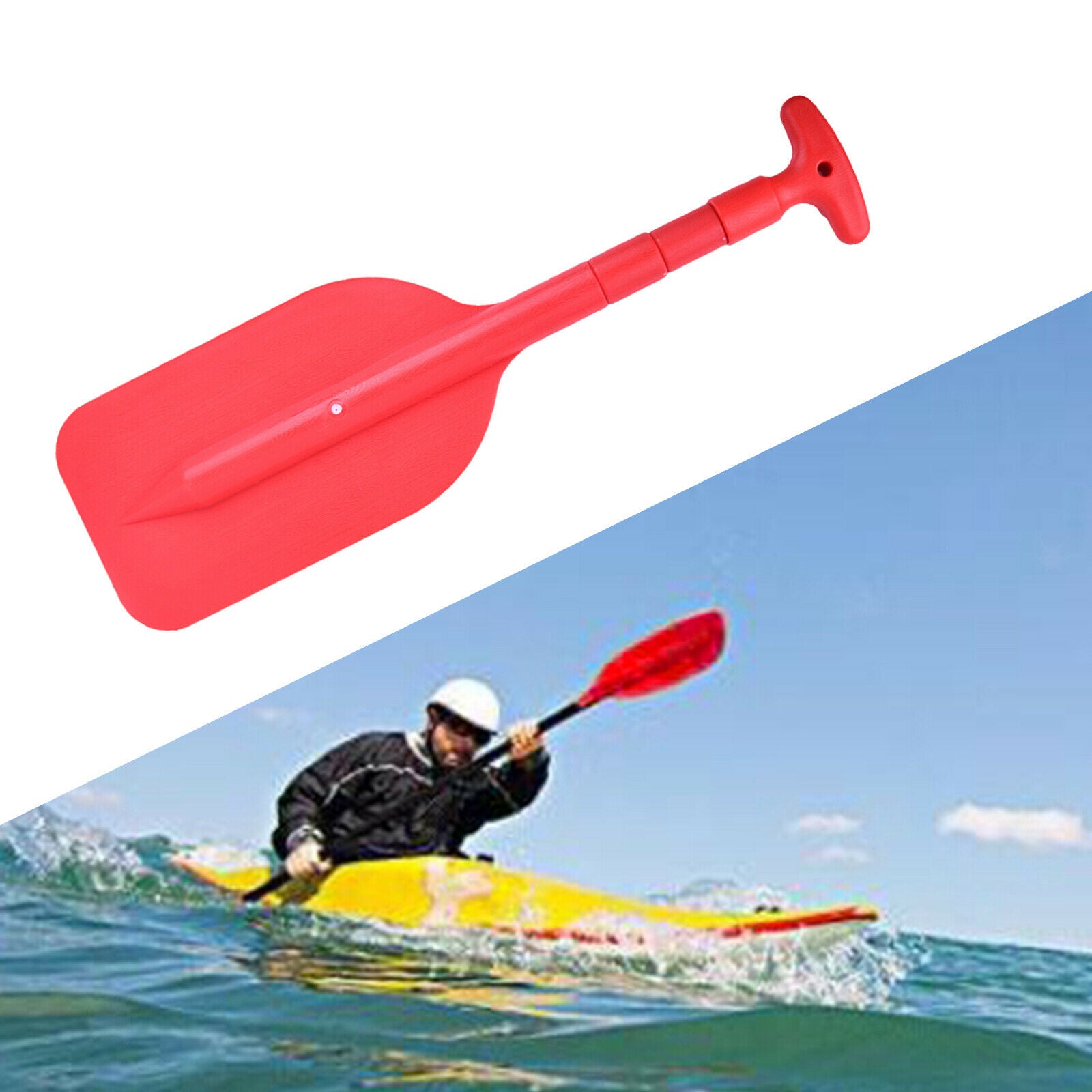Folding PVC MIni Kayak Paddle Oar Canoe Lightweight Marine Boat Supply Red