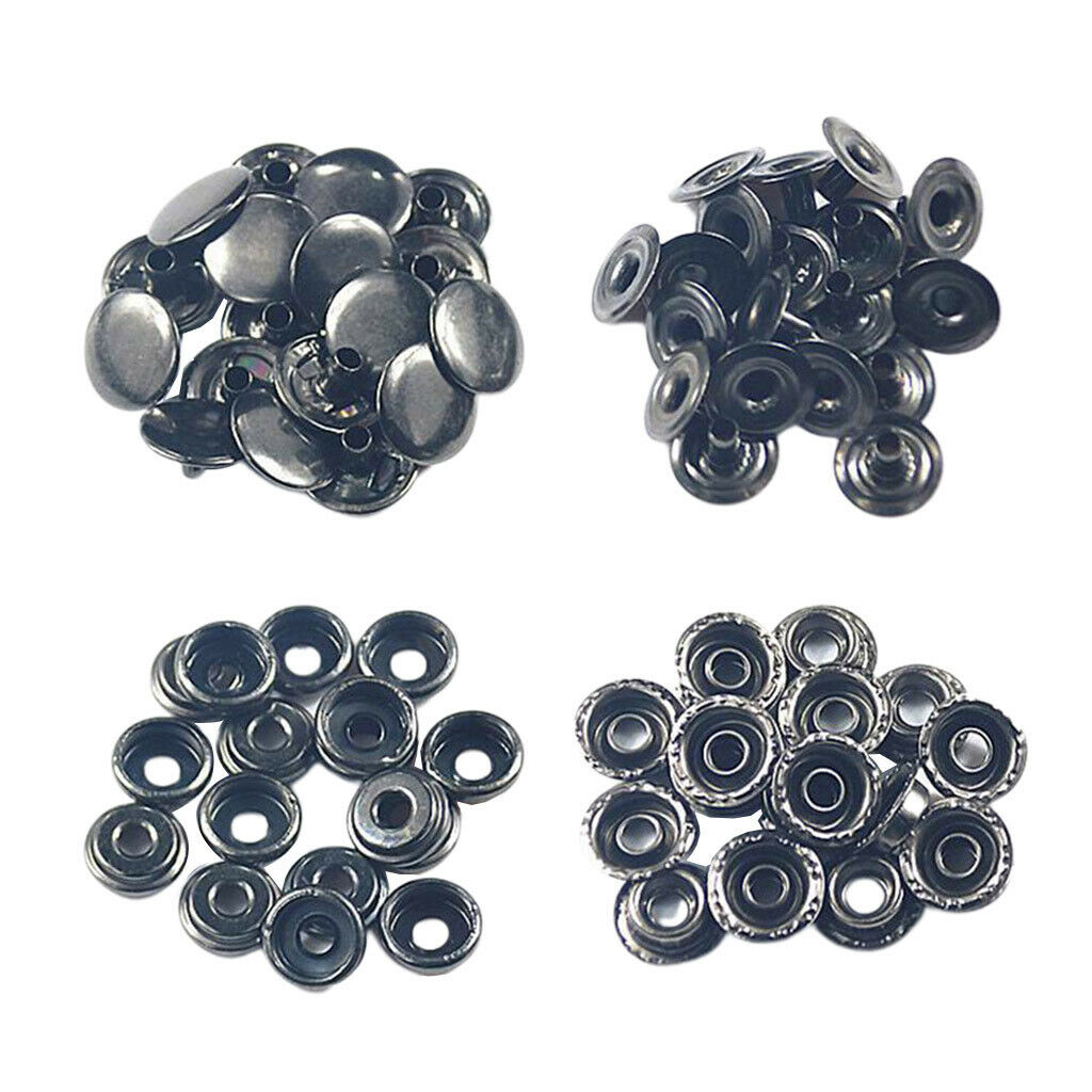 50Sets Snap Fasteners Press Stud Button Leather Craft Coat Down Jacket Bag