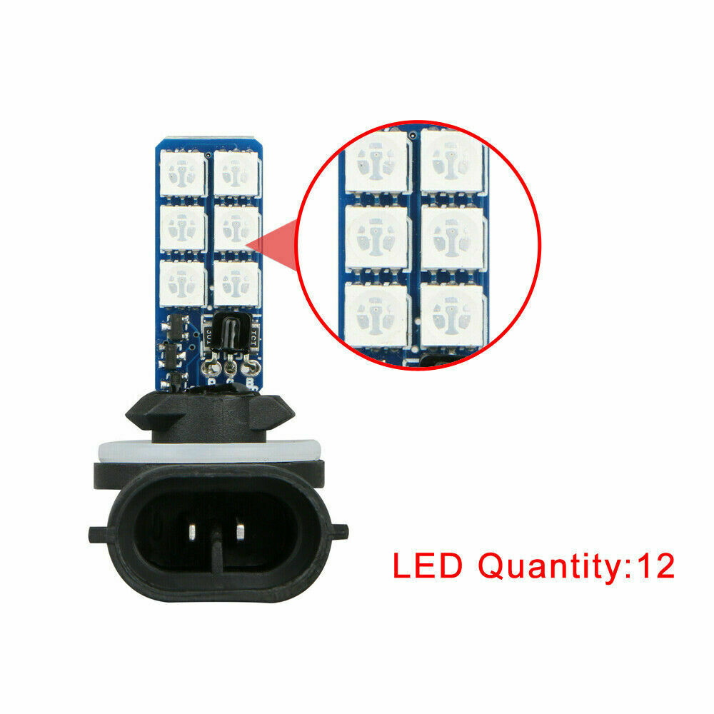 2× Multi-Color 881 5050 RGB LED 12SMD Car Headlight Fog Light Lamp Bulb + Remote