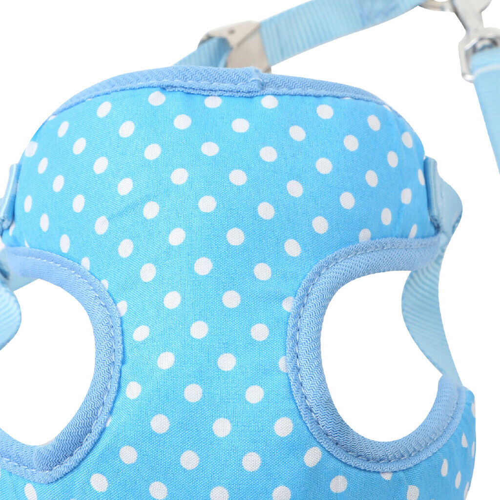 Colorfol Dot Print Pet Dog Adjustable Harness Leash Lead Pet Vest S Blue