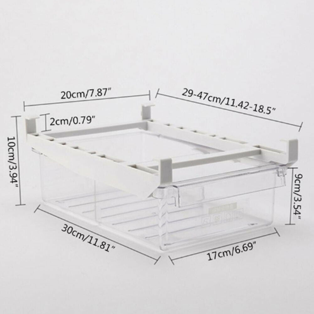 Fridge Organizer Storage Rack Freezer Shelf Pull-out Clear Storage Box Container