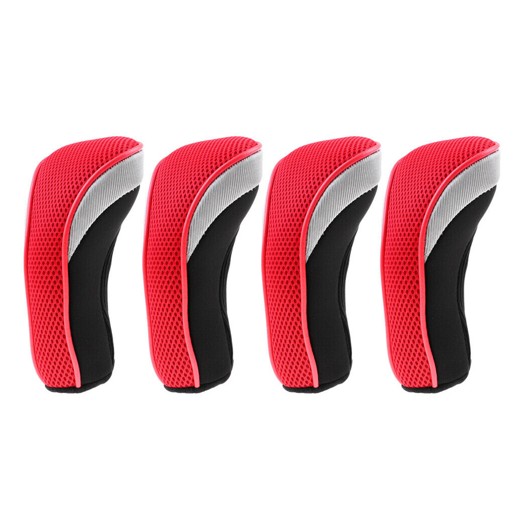 4Pcs Golf Club Head Cover Headcovers with Interchangeable Number Tags Red