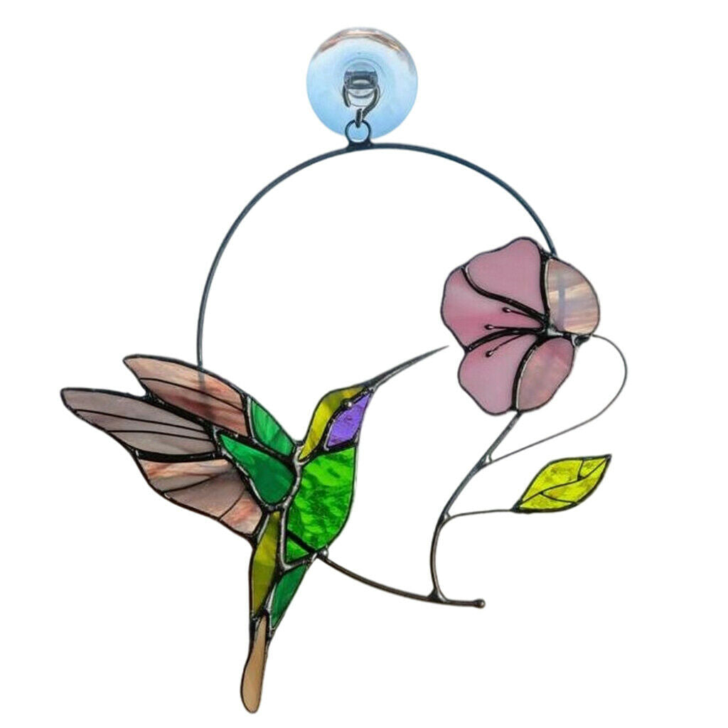 Stained Glass Window Wall Hanging Birds Suncatcher Outdoor Garden Sculpture
