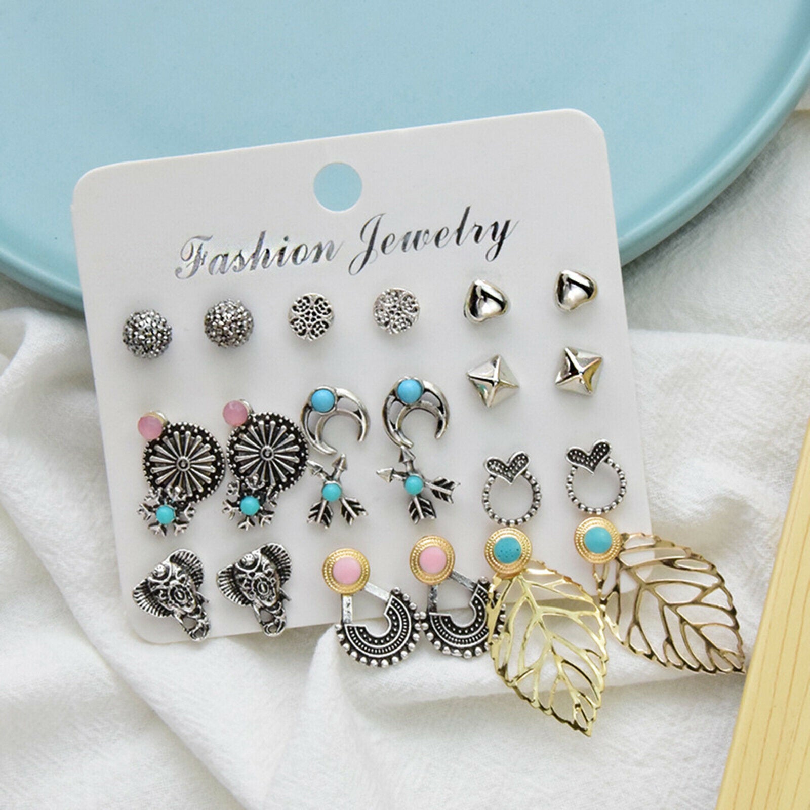12 Pairs Alloy Earrings Multiple Women Ear Stud Set Wedding Jewelry Gifts