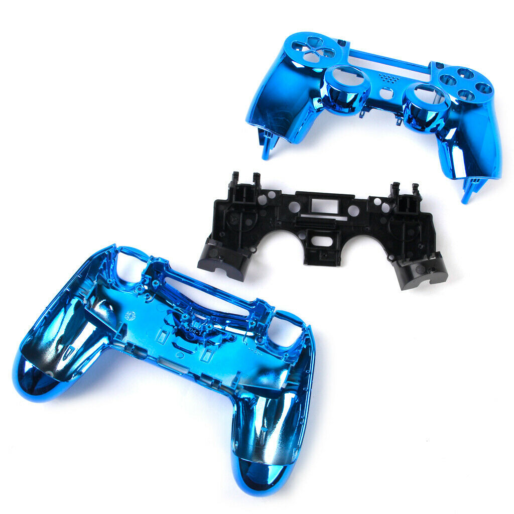 2x Full Housing Shell Case Cover Button Part for Sony PS4 ABS Metal Plate Blue