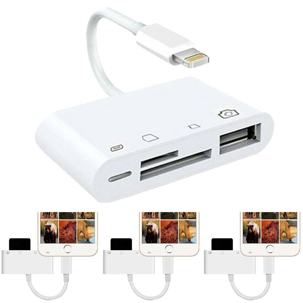 4 in 1 to TF SD Card Reader Camera USB OTG Adapter for iPhones iPad!