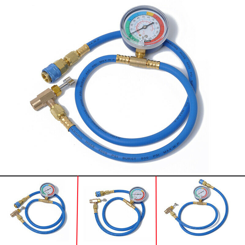 Car Air Conditioning AC R134A Refrigerant Charge Hose Low Pressure Gauge Monitor