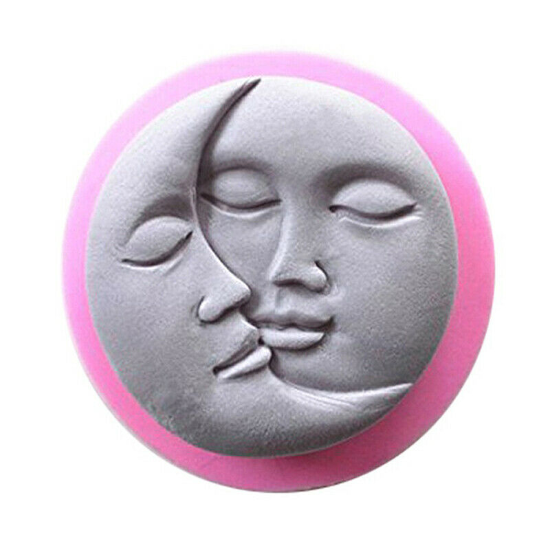 Soap Mold Round Shape Sun Moon Faces Silicone Mold DIY Fondant Cake Decor.l8