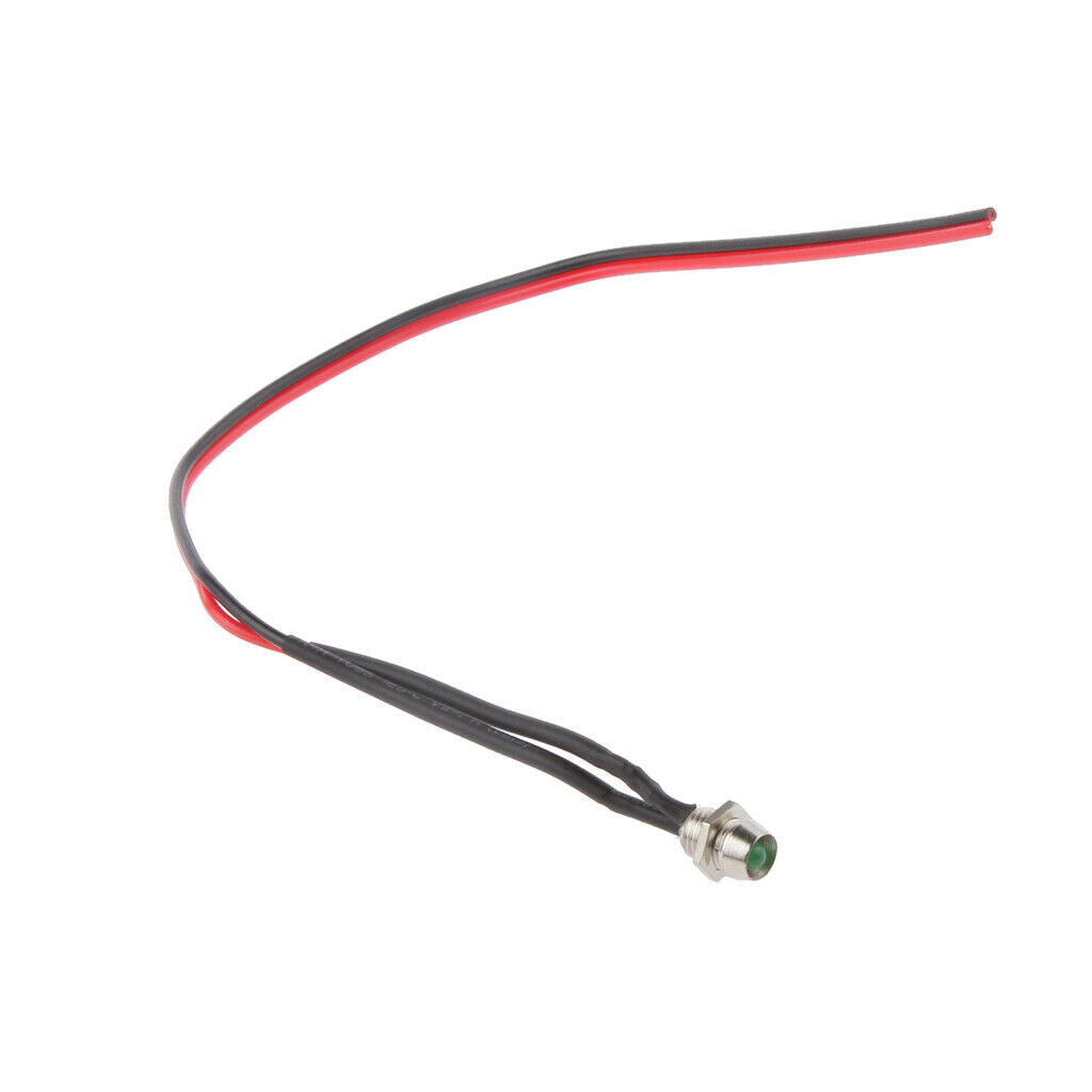 Universal Car Boat Truck 12V 6mm LED Metal Indicator Dash Light Lamp Green