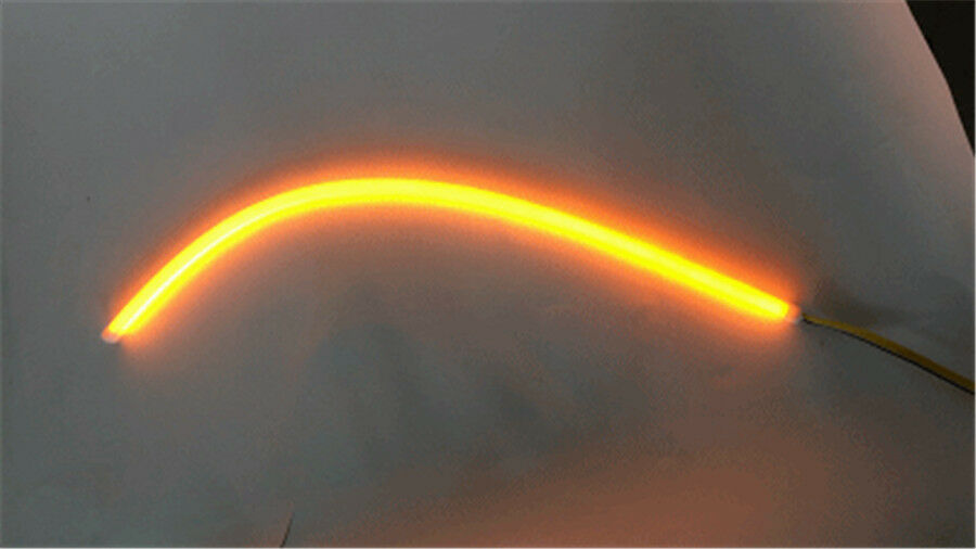 1 Pair Flexible Bendable 30cm White DRL +Amber Flowing Turn Indicator LED Strip