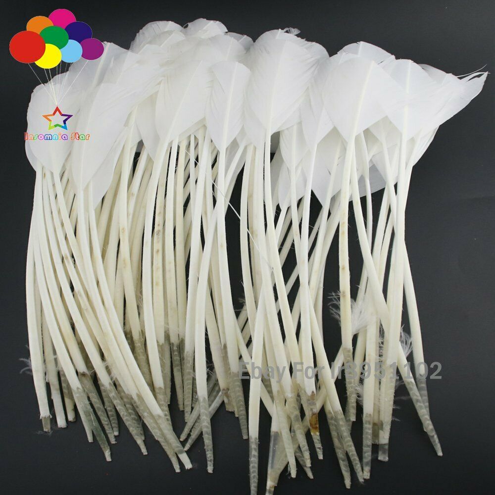 White 100 pcs 28-35cm turkey wing feathers 11-14inch Plume making Carnival