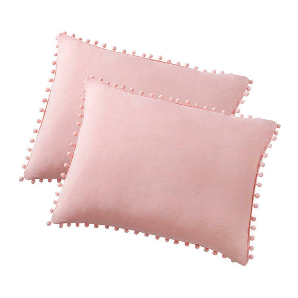 2 Pcs Purely Solid Color Sofa Bed Throw Pillow Cover 51x92cm Light Pink