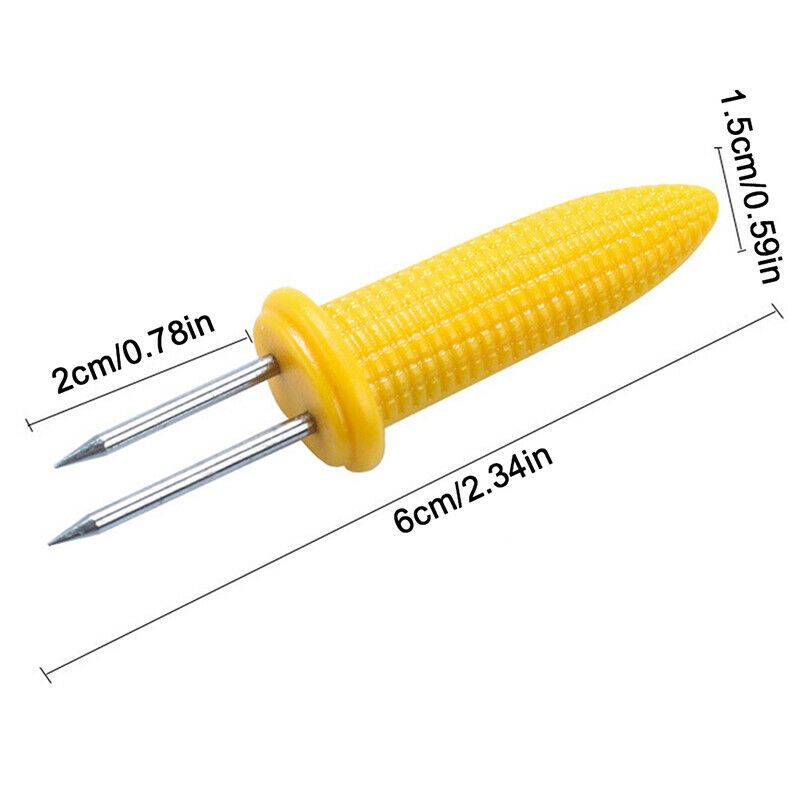 10 x Stainless Steel Corn On The Cob Holders BBQ Prongs Skewers Forks Par.l8