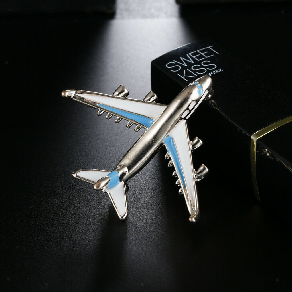 4X Women Men Jewelry Airplane Aircraft Brooch Fashion Corsage Collar Pin Blue
