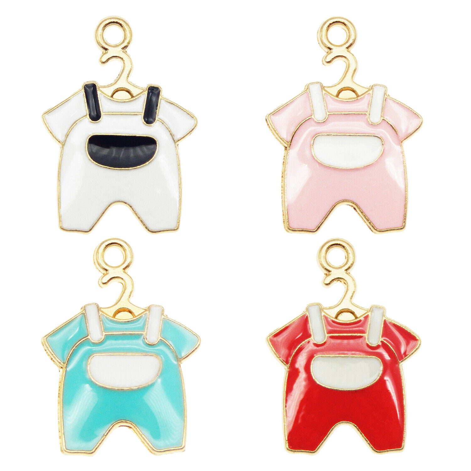 Wholesale Enamel Plated 22x16mm Baby Strap Clothes Pendant Charms Findings 24pcs