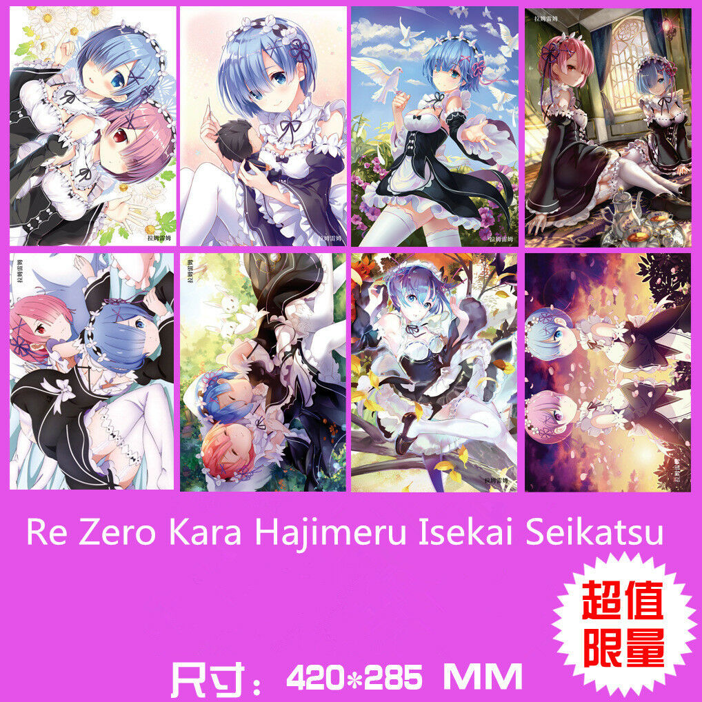 Poster 8PCS/set Re Zero Kara Hajimeru Isekai Seikatsu 1 A3 Posters Print