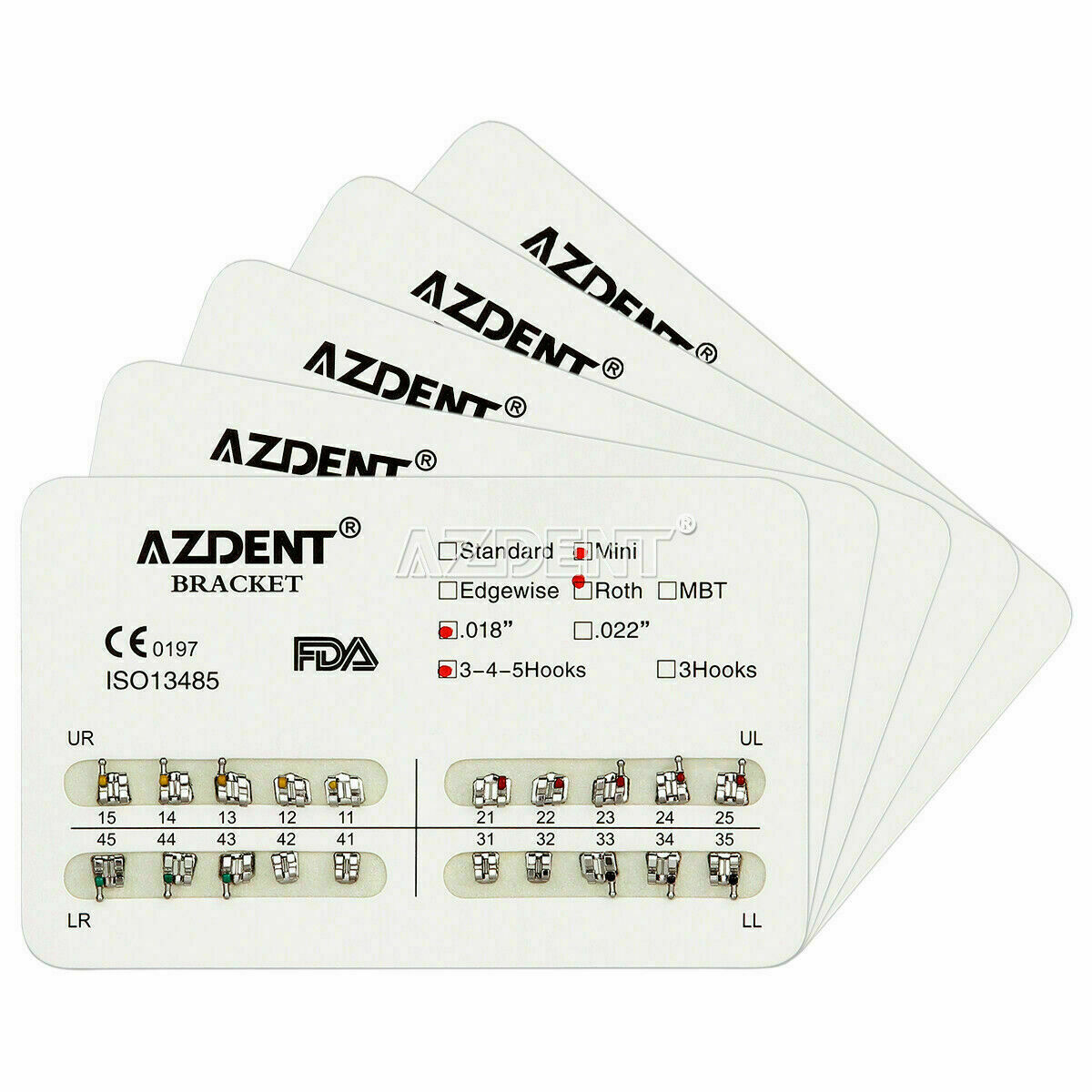 50 Packs AZDENT Dental Orthodontic Brackets Braces Mini Roth 018 Hooks 3-4-5
