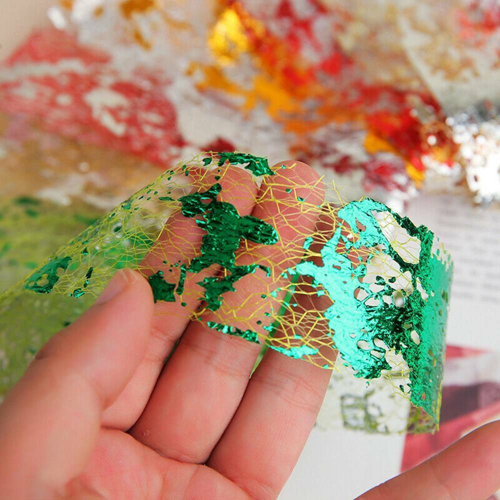 10Roll Silk Nail Art Foil Lace Fragments Glitter Flakes Decor Manicure Decals US