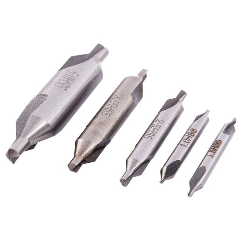 5 x HSS Drill Bits Drills Combined Center Center Countersink Bit Tool 60th GraD7