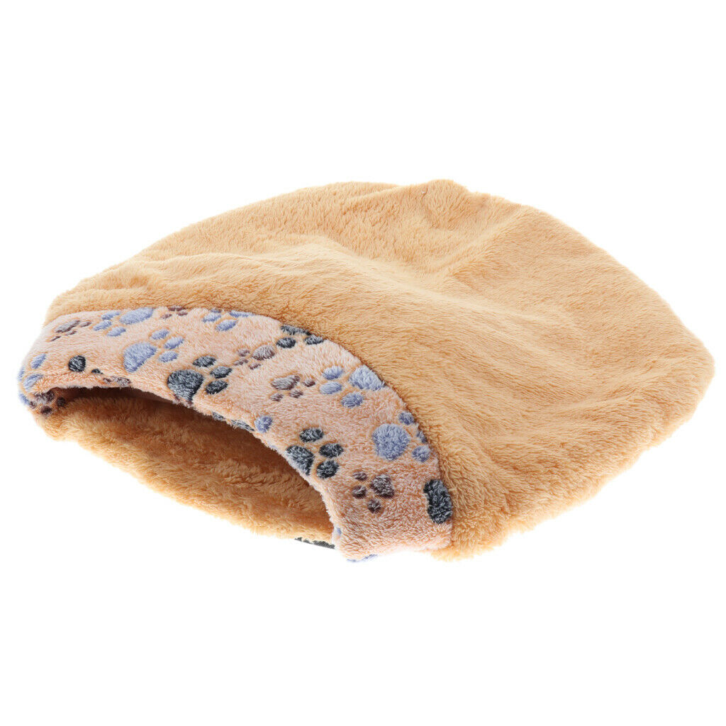 Hamburger Paw Print Cat Sleeping Bag Warm Soft Puppy Cat Bed Cave Brown S