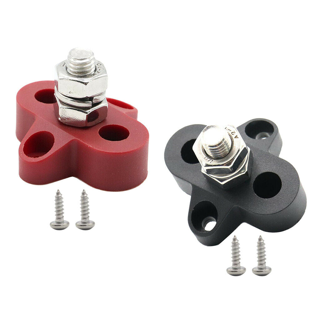 2PCS Truck Boat Bus Bar Single M8 Terminal Positive Power Distribution Stud