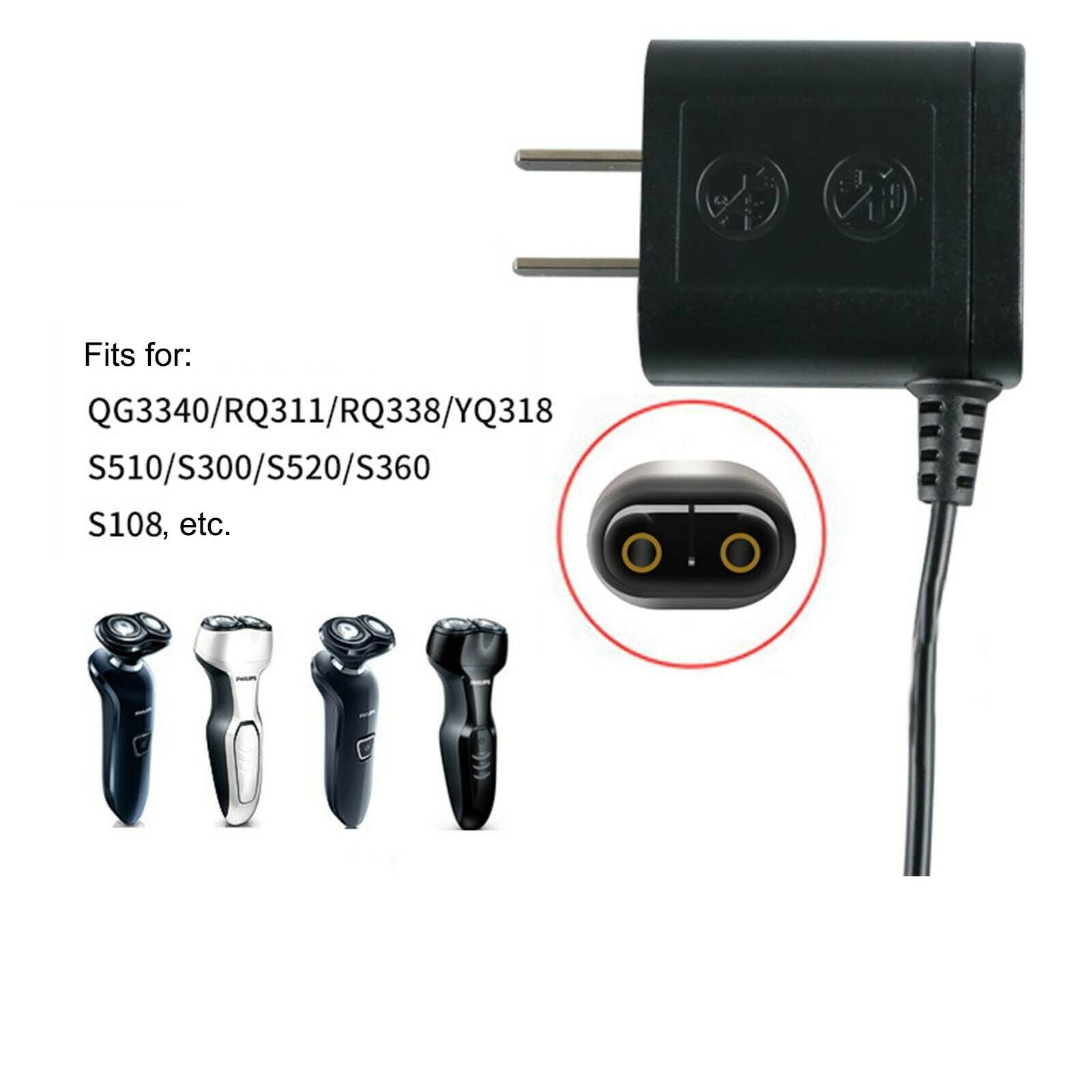 For QP2520 S528 S526 S529 Shaver Charger Cable US Power Adapter Spare